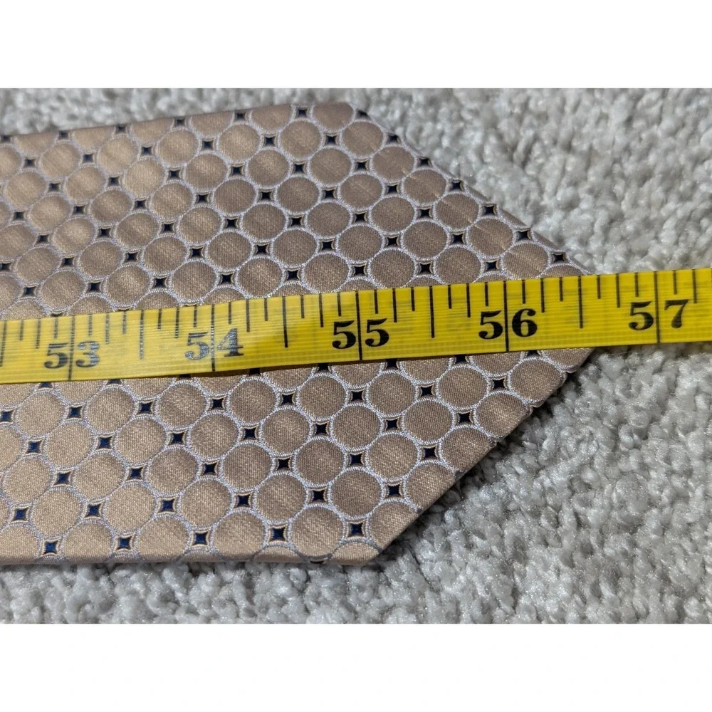 Tommy Hilfiger Men's Neck Tie Beige Geometric 100%‎ Silk Made in USA
